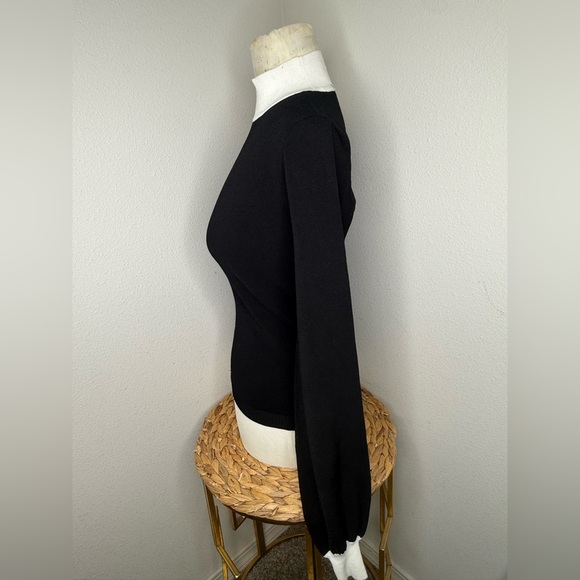 Victor Glemaud top Black and White Mock Neck Knit Bell Sleeve Sweater sz XS - Picture 3 of 6